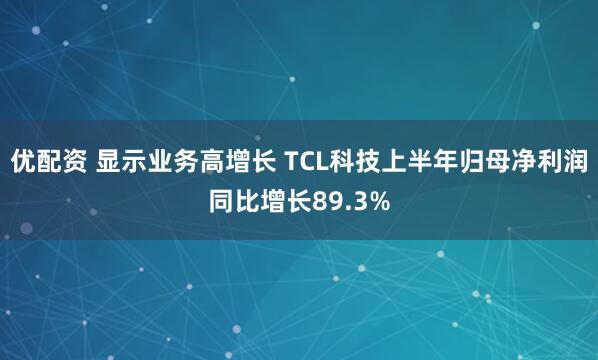 优配资 显示业务高增长 TCL科技上半年归母净利润同比增长89.3%