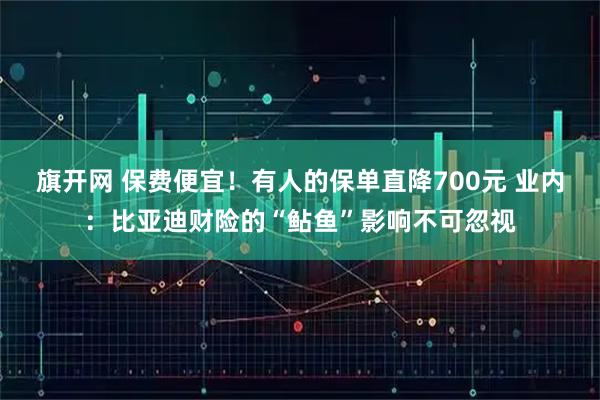 旗开网 保费便宜！有人的保单直降700元 业内：比亚迪财险的“鲇鱼”影响不可忽视